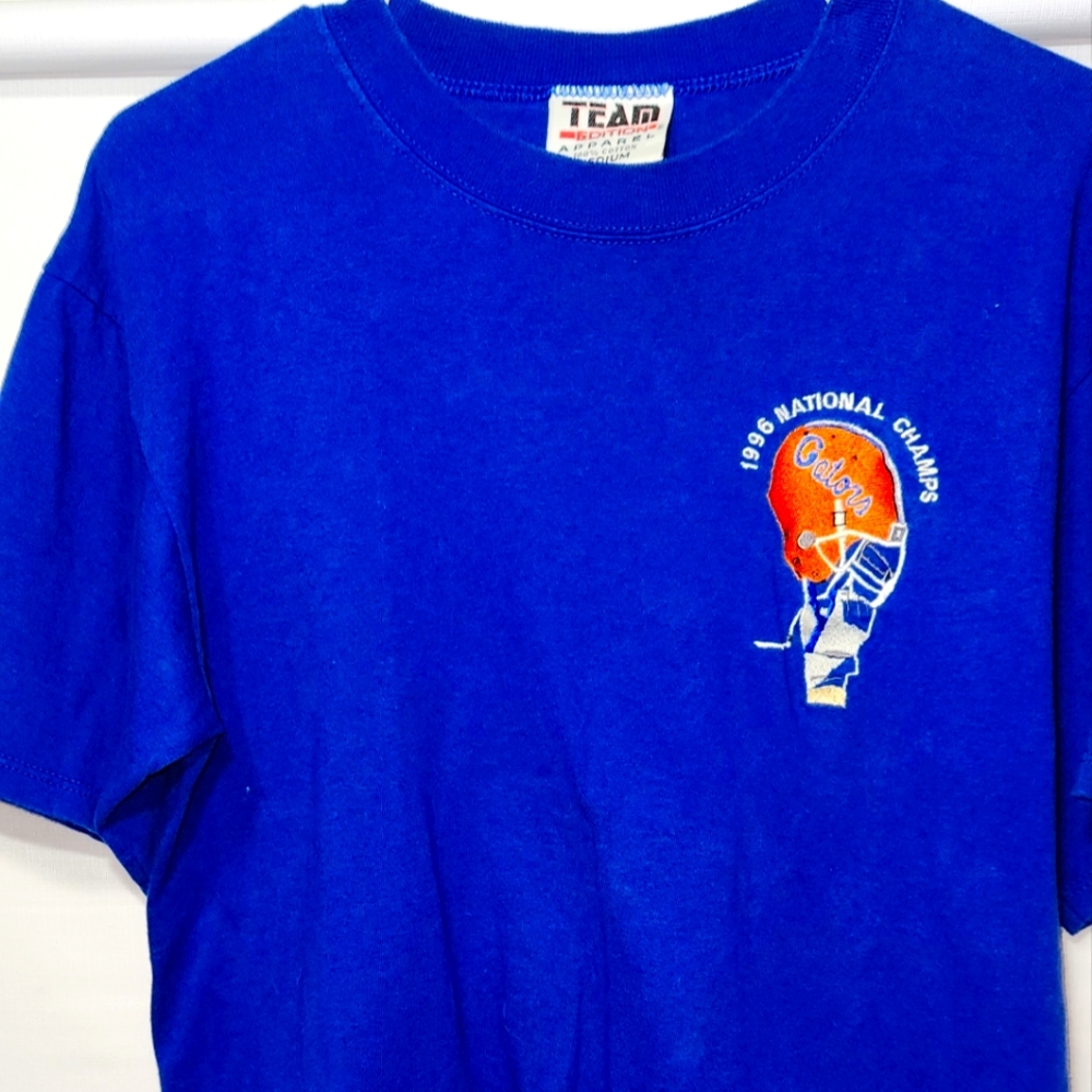 Vintage Florida Gators Shirt Men's M Blue Short Sleeve 1996 National Champs E7